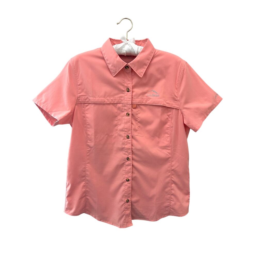 L.L.BEAN Women’s Tropicwear Short Sleeve Hiking Shirt Coral Pink Small Gorpcore